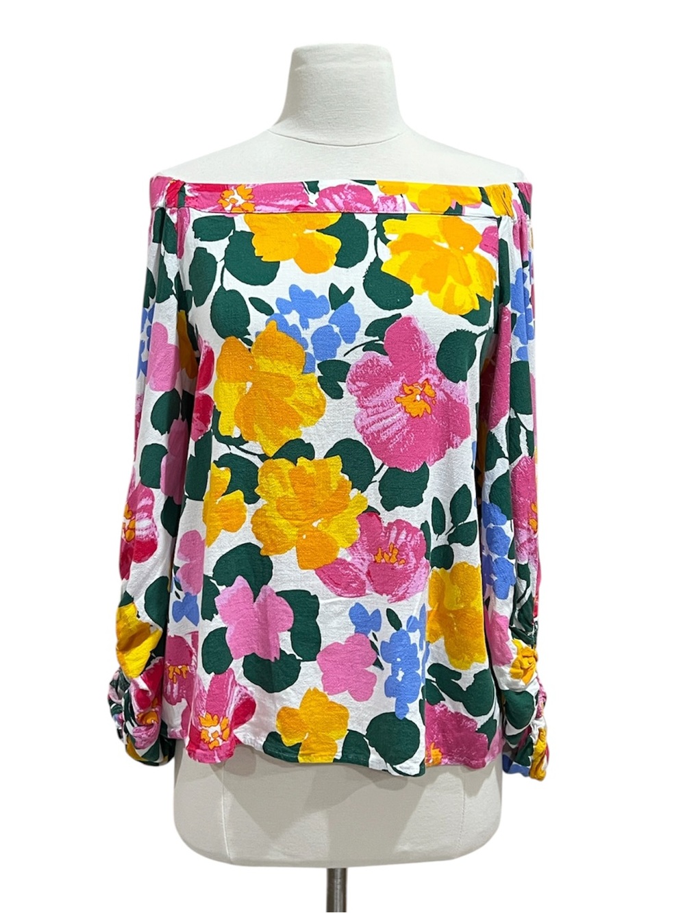 Sugarlips Floral Off Shoulder Balloon Sleeve Blouse Size Large - Picture 11 of 11